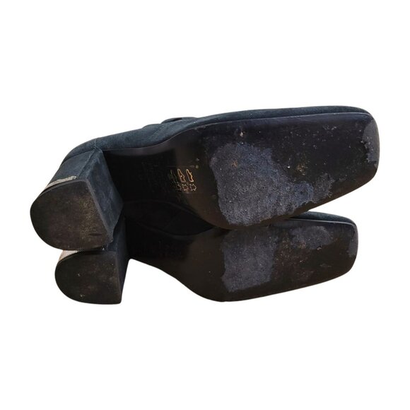 TOGA Pulla Black Suede Heeled Boots Booties EU 39 US 9 Zippered Buckle Cutout - Picture 8 of 10